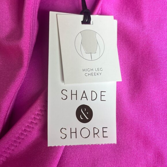 Shade & Shore High Leg Cheeky One-Piece Swimsuit Pink Size Medium - Picture 11 of 11